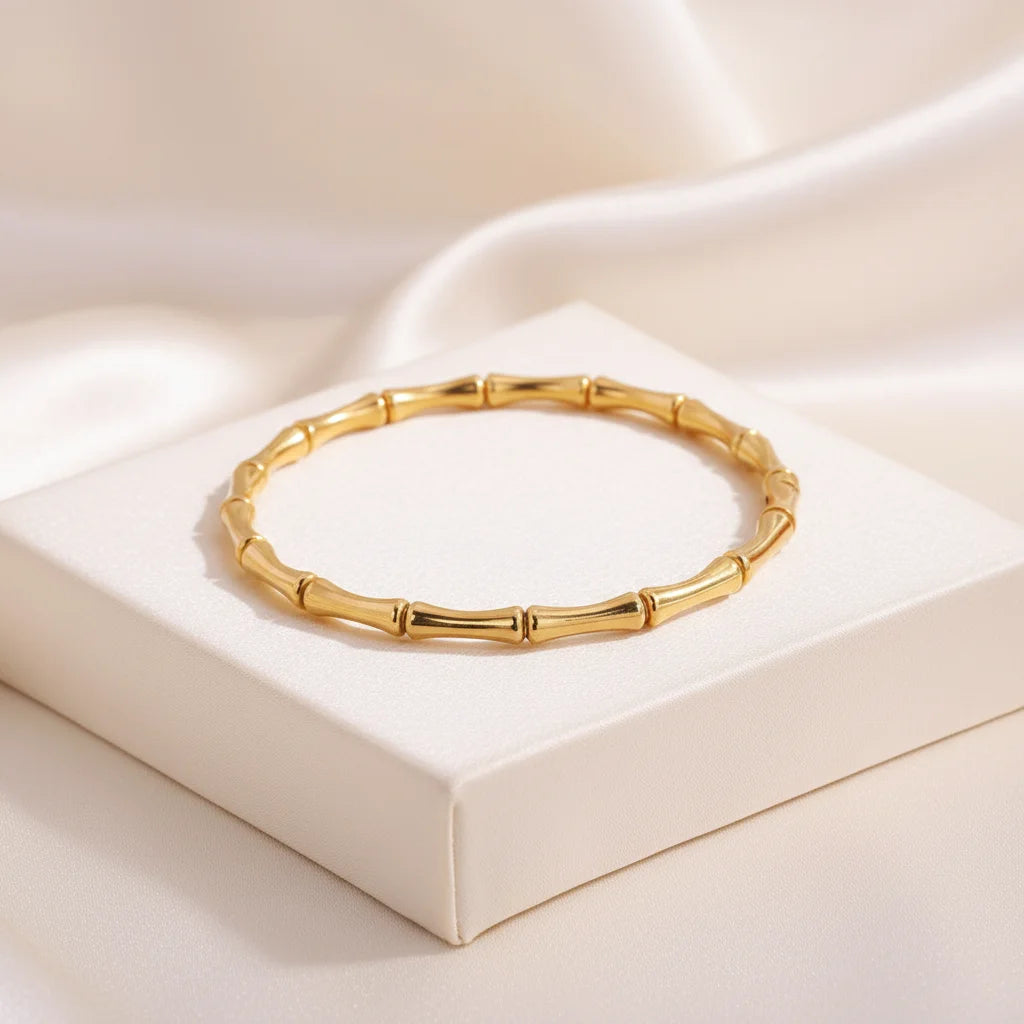 Golden Bamboo Bracelet — Velvet Pedestal