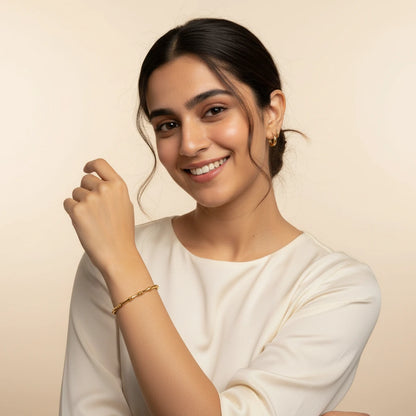 Golden Bamboo Bracelet — Worn on Model