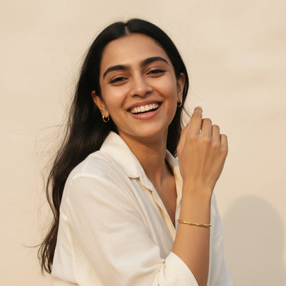 Golden Bamboo Bracelet — Worn on Model V2