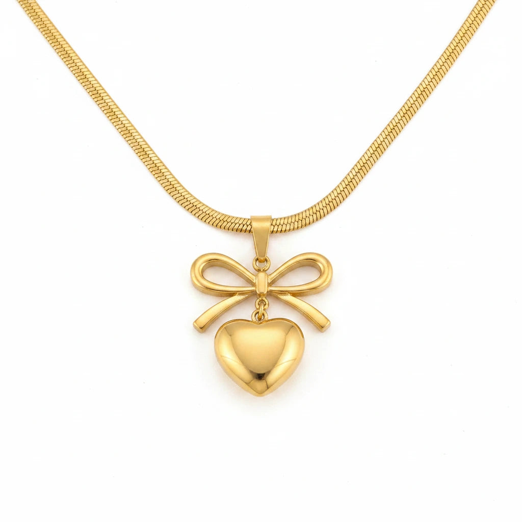 Golden Bow Necklace — Front Close-up