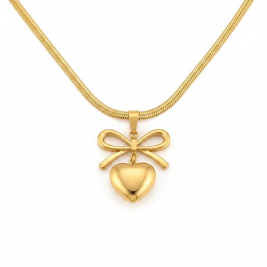 Golden Bow Necklace — Front Close-up