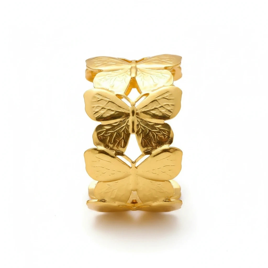 Golden Butterfly Cuff — Front Close-up