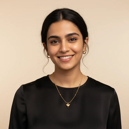 Golden Heart Chain Necklace — Worn on Model