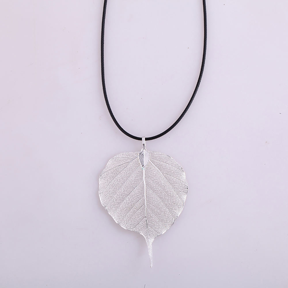 Real Bodhi Leaf Pendant on Rope Chain
