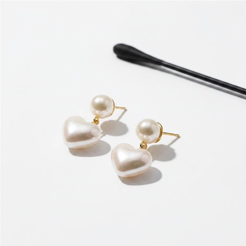 Heart Pearl Drops — Side Angle