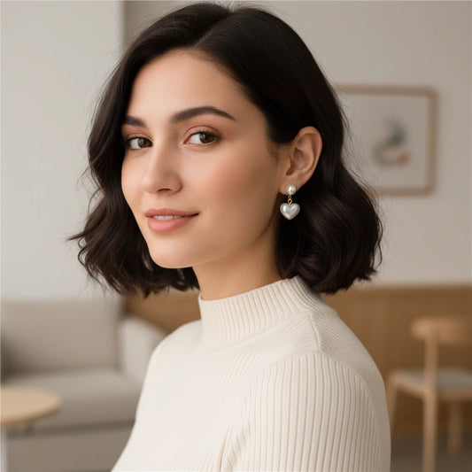 Heart Pearl Drops — Worn on Model