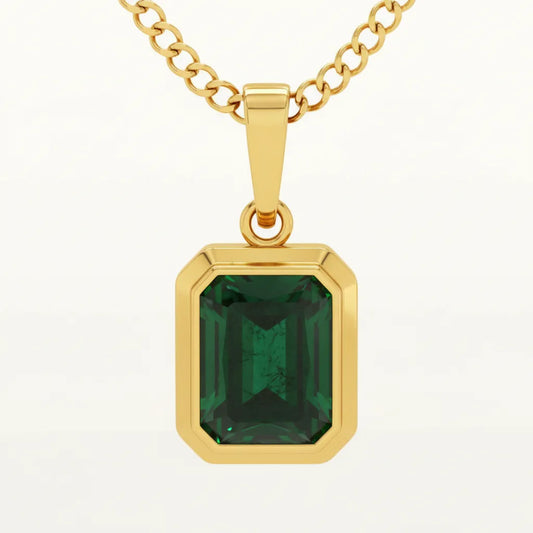 Centered Choice | Emerald Cut Gold Pendant