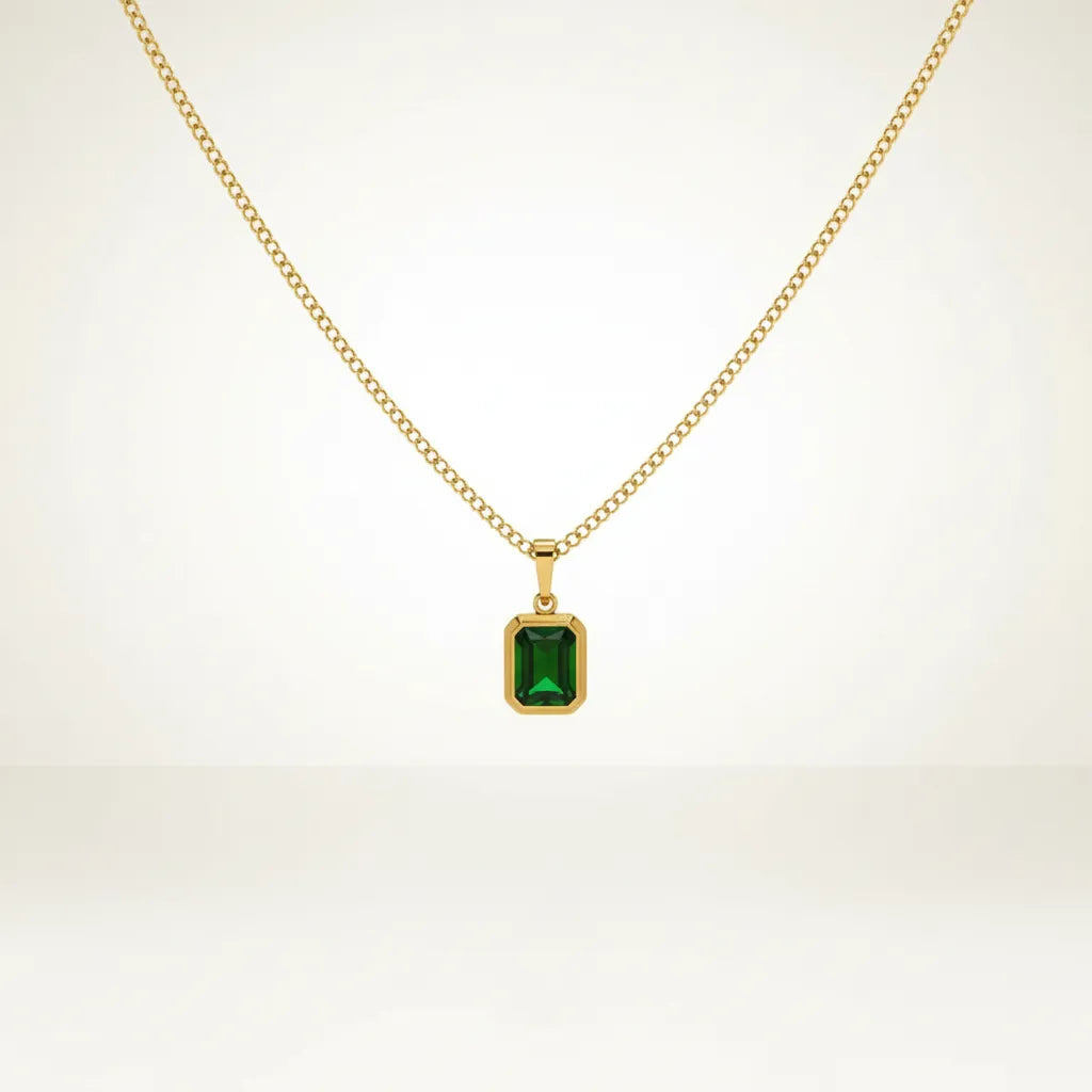 Centered Choice | Emerald Cut Gold Pendant