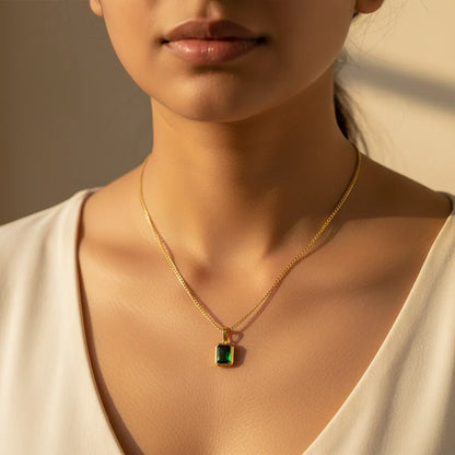 Centered Choice | Emerald Cut Gold Pendant