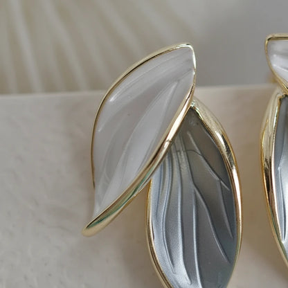 Layered Leaf Earrings — Detail Zoom