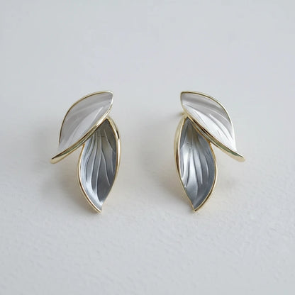 Layered Leaf Earrings — Front Close-up