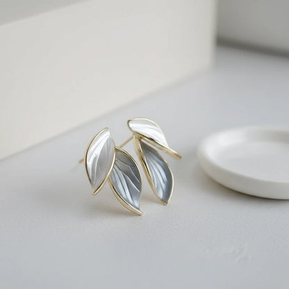 Layered Leaf Earrings — Side Angle