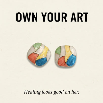 Mosaic Enamel Earrings — Signature Card