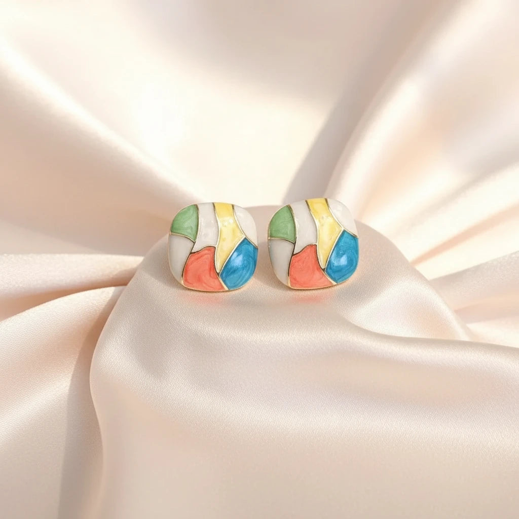 Mosaic Enamel Earrings — Velvet Pedestal