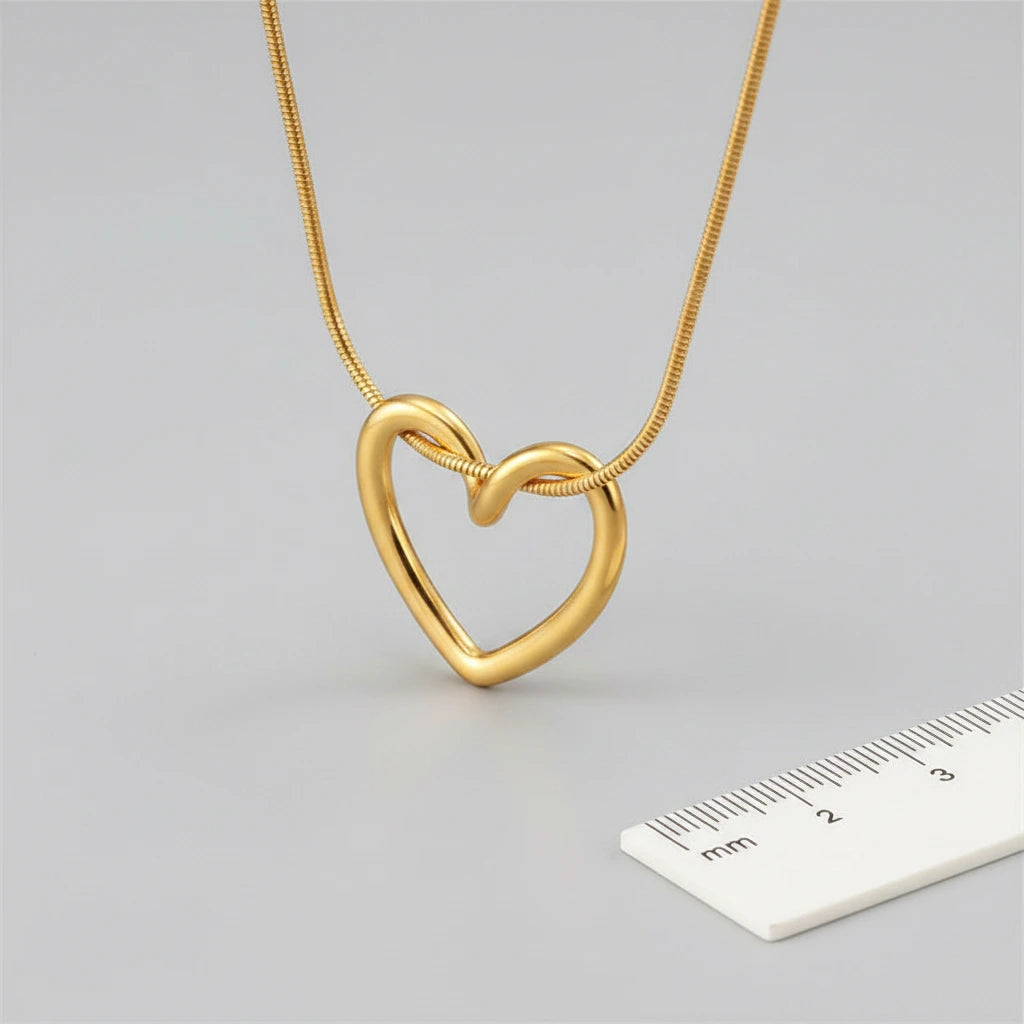 Open Heart Necklace — Side Angle