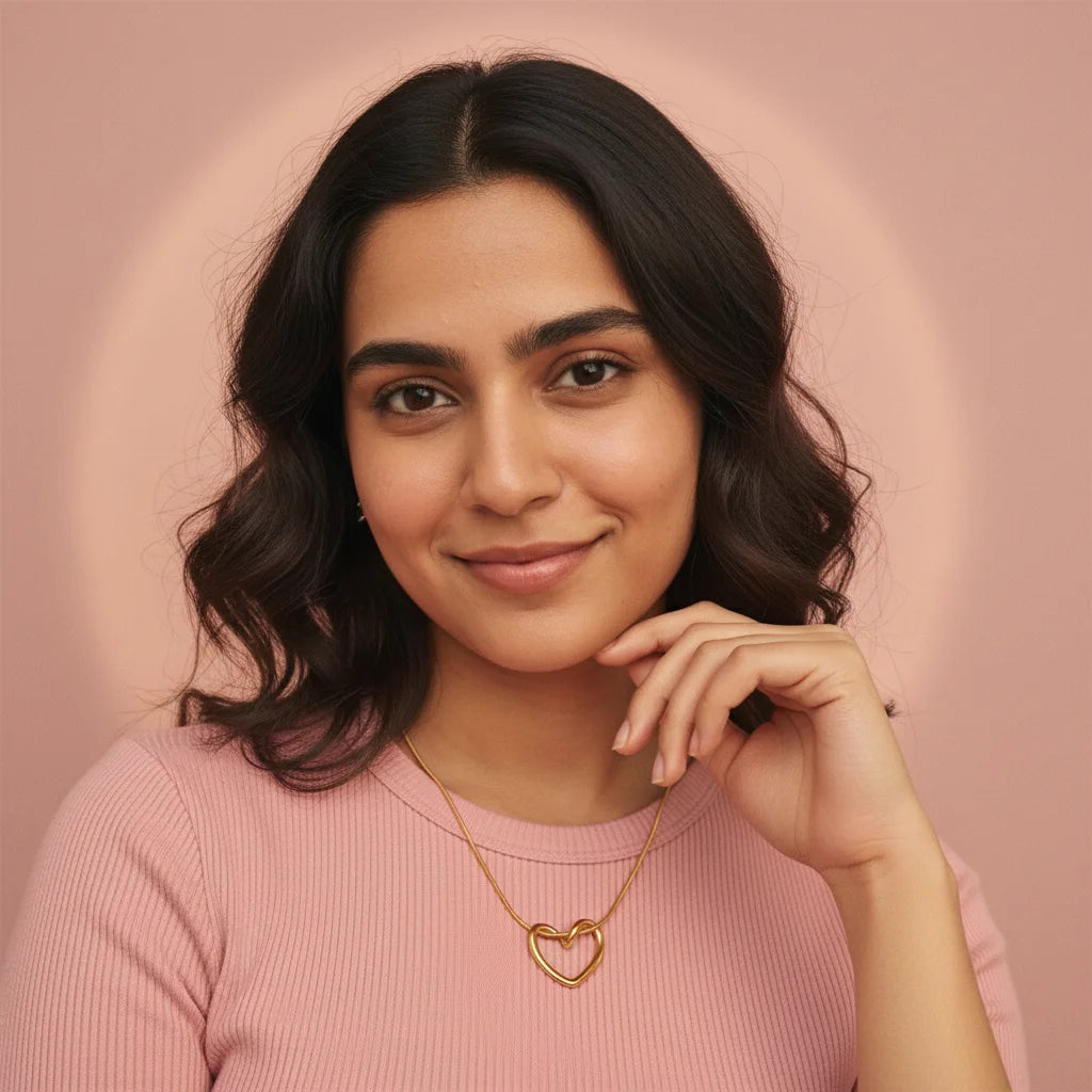 Open Heart Necklace — Worn on Model V2