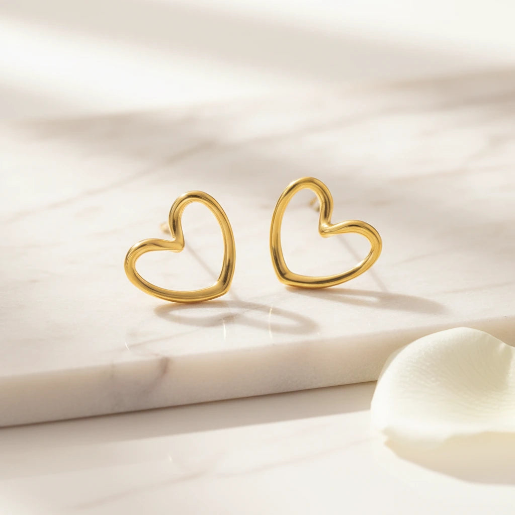 Open Heart Studs — Luxe Marble