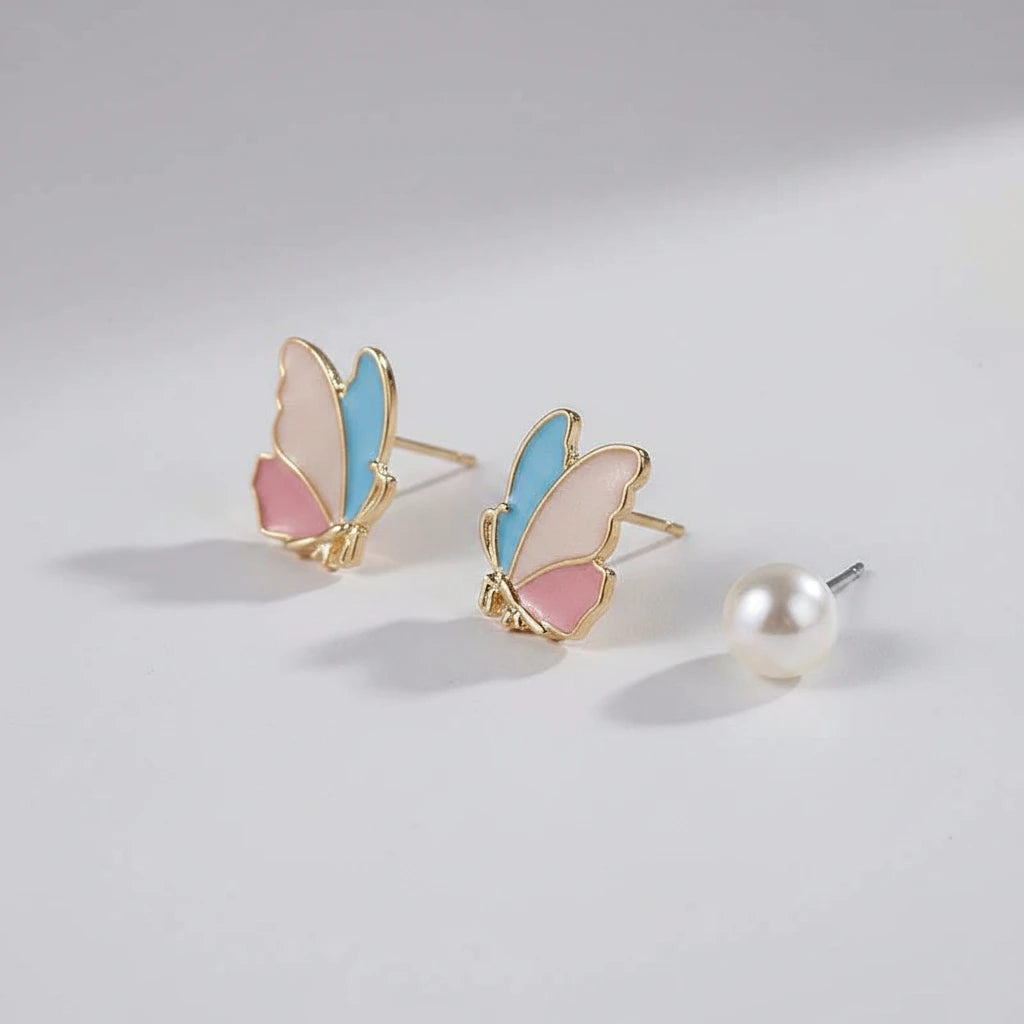 Pastel Butterfly Earrings — Side Angle