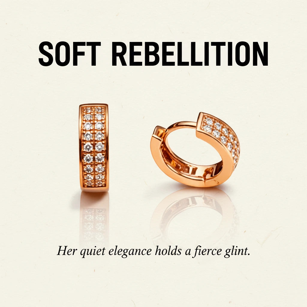 Pave Rose Gold Hoops — Signature Card
