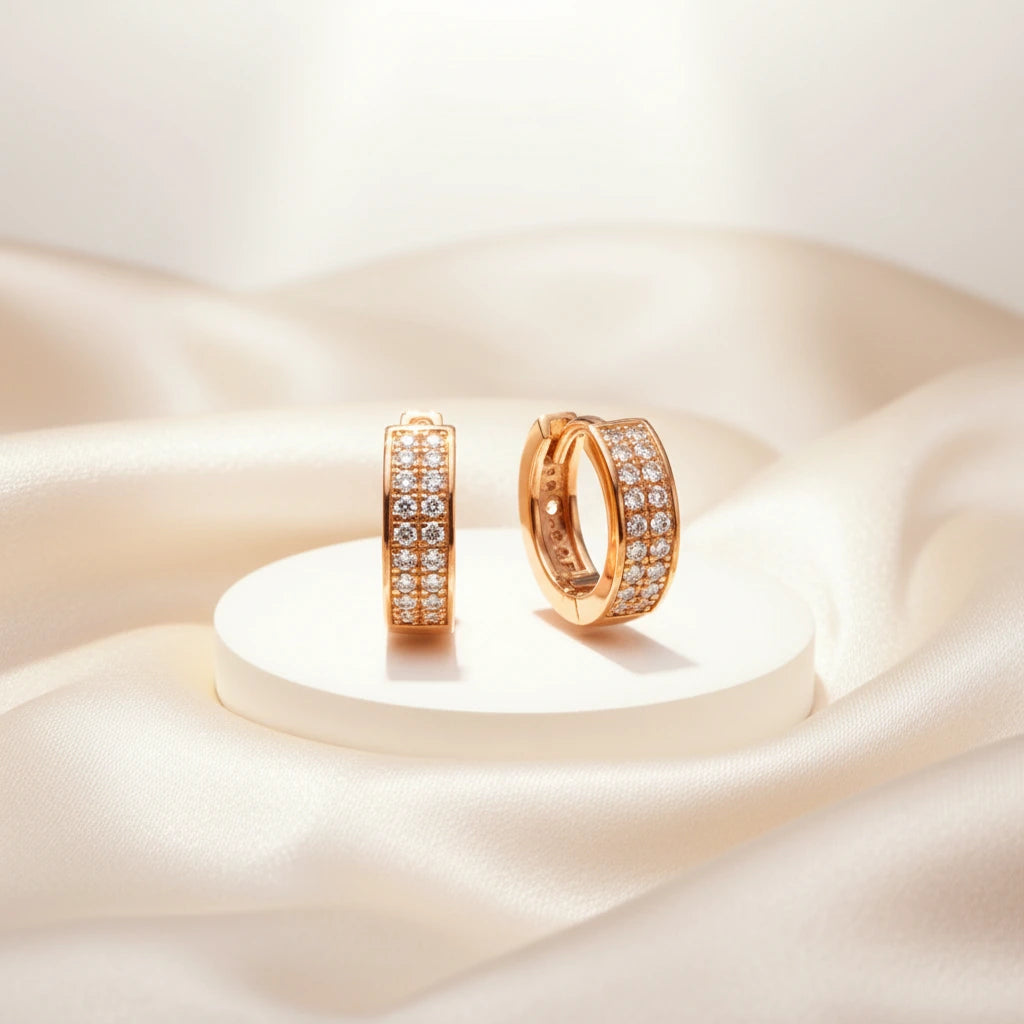 Pave Rose Gold Hoops — Velvet Pedestal