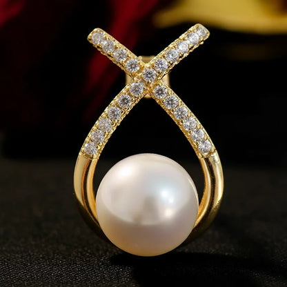 Pearl Crisscross Earrings — Detail Zoom