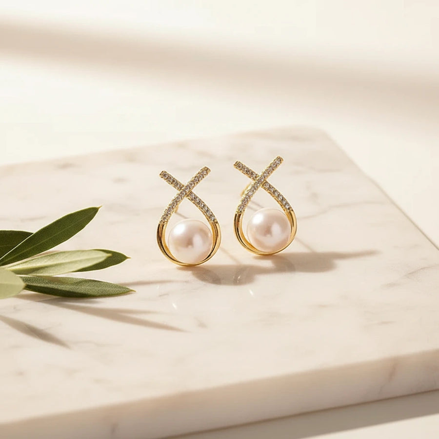 Pearl Crisscross Earrings | QUIET REBELLION