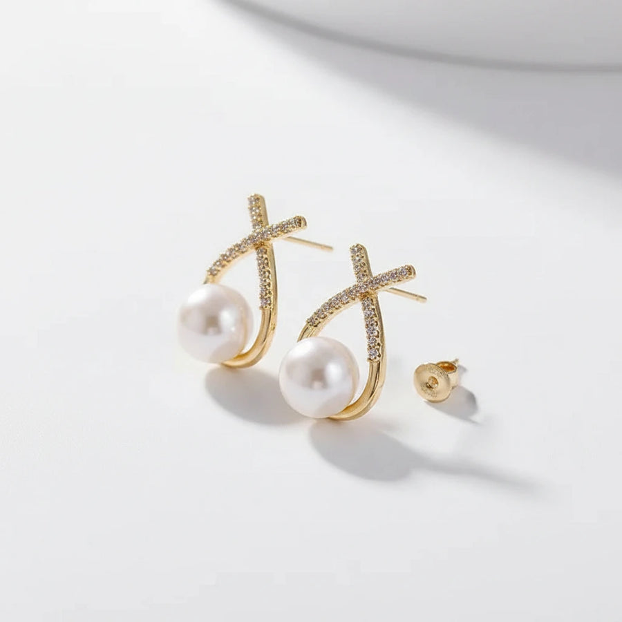 Pearl Crisscross Earrings | QUIET REBELLION
