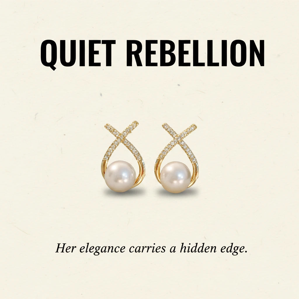 Pearl Crisscross Earrings — Signature Card