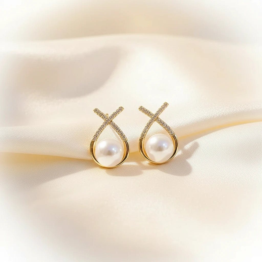 Pearl Crisscross Earrings — Velvet Pedestal
