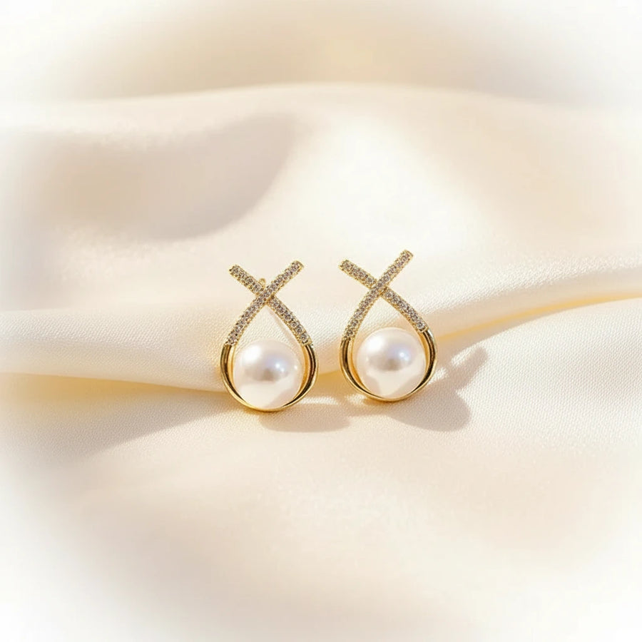 Pearl Crisscross Earrings | QUIET REBELLION