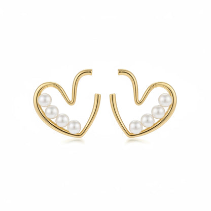 Pearl Heart Hoops — Front Close-up