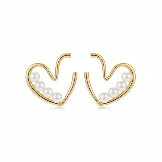 Pearl Heart Hoops — Front Close-up