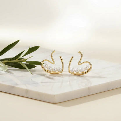 Pearl Heart Hoops — Luxe Marble
