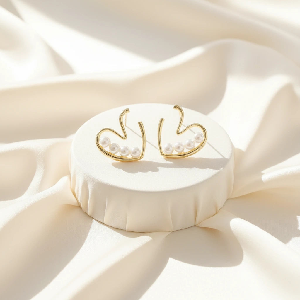 Pearl Heart Hoops — Velvet Pedestal