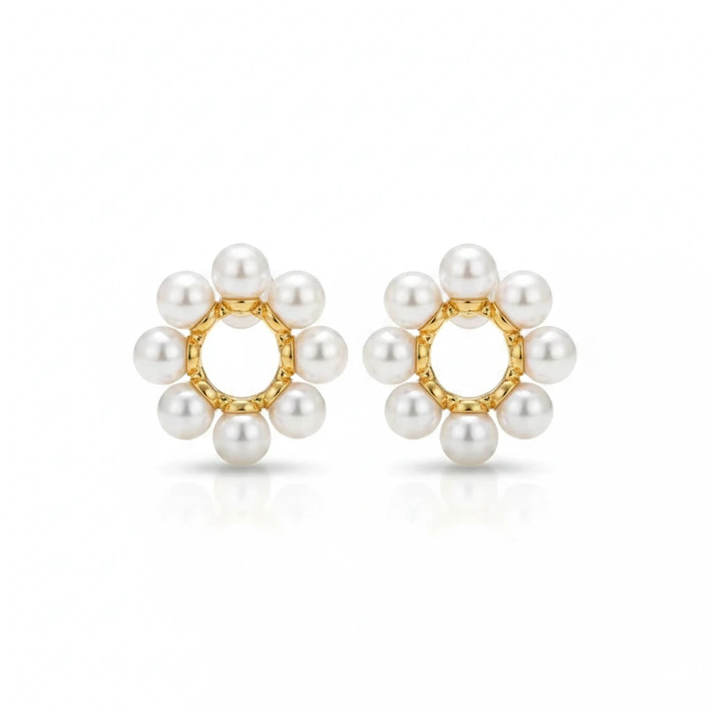 Pearl Hoop Earrings — Front Close-up