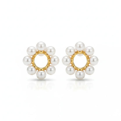 Pearl Hoop Earrings — Front Close-up