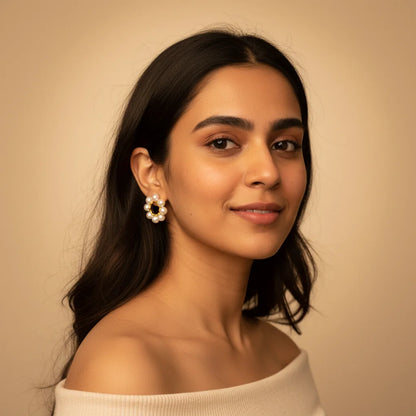 Pearl Hoop Earrings — Worn on Model V2