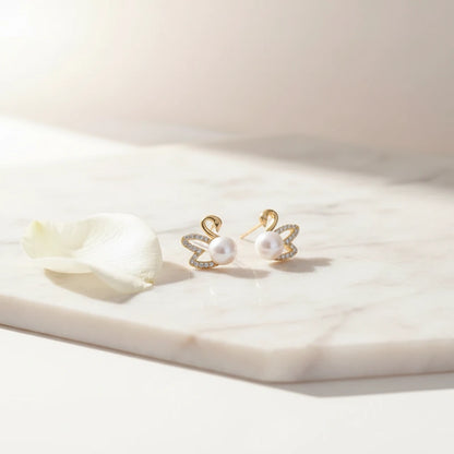 Pearl Swan Studs — Luxe Marble