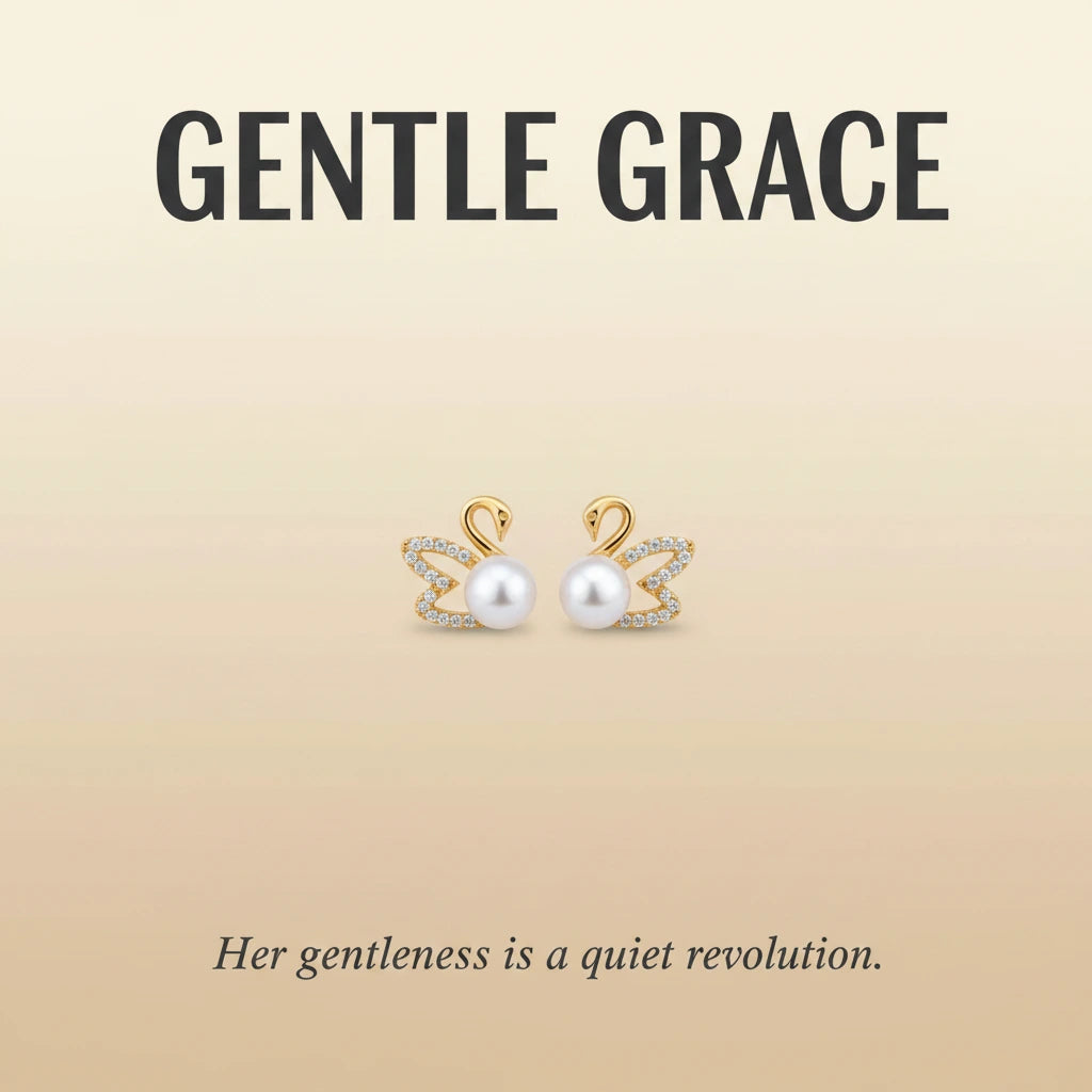 Pearl Swan Studs — Signature Card V2
