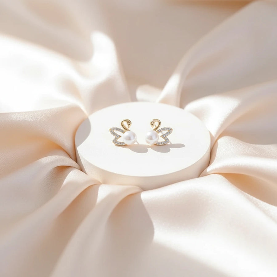 Pearl Swan Studs | GENTLE GRACE