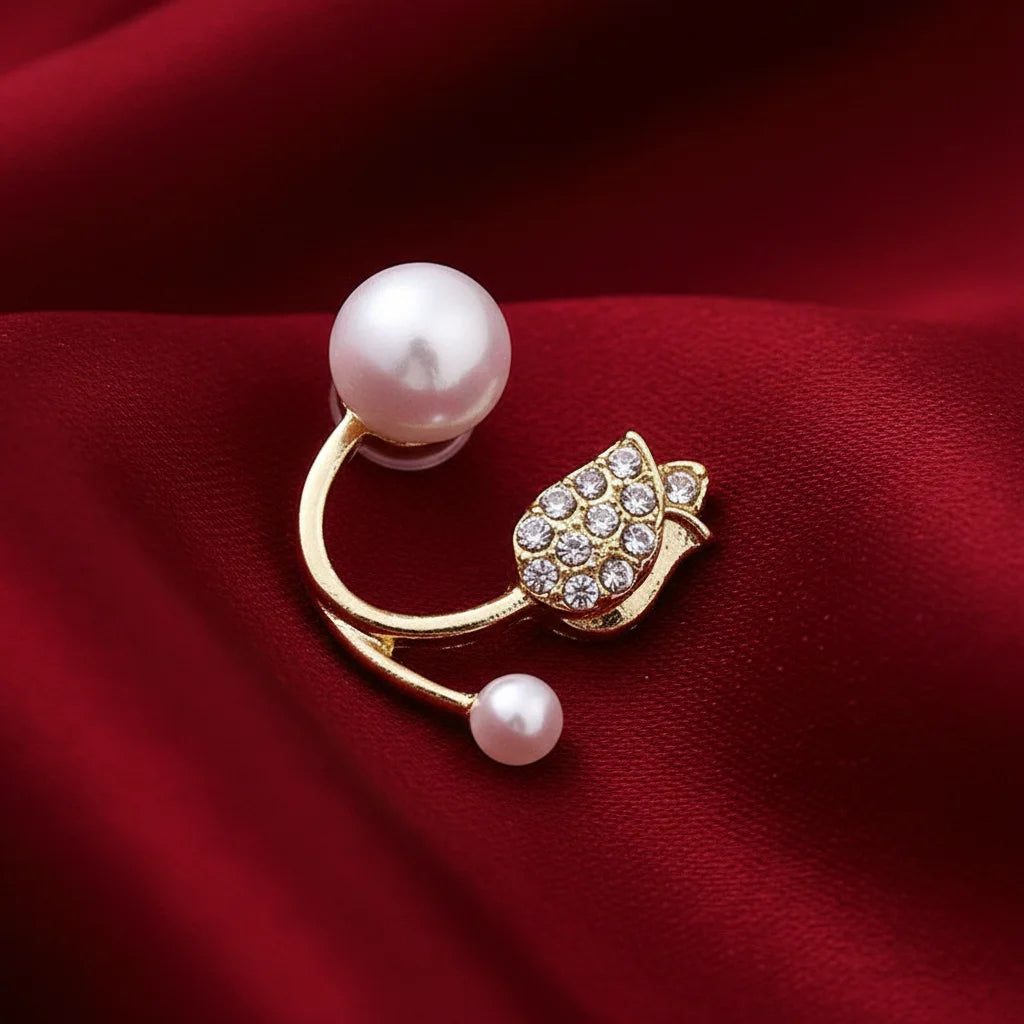 Pearl Tulip Ear Jackets — Detail Zoom