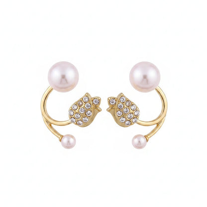 Pearl Tulip Ear Jackets — Front Close-up