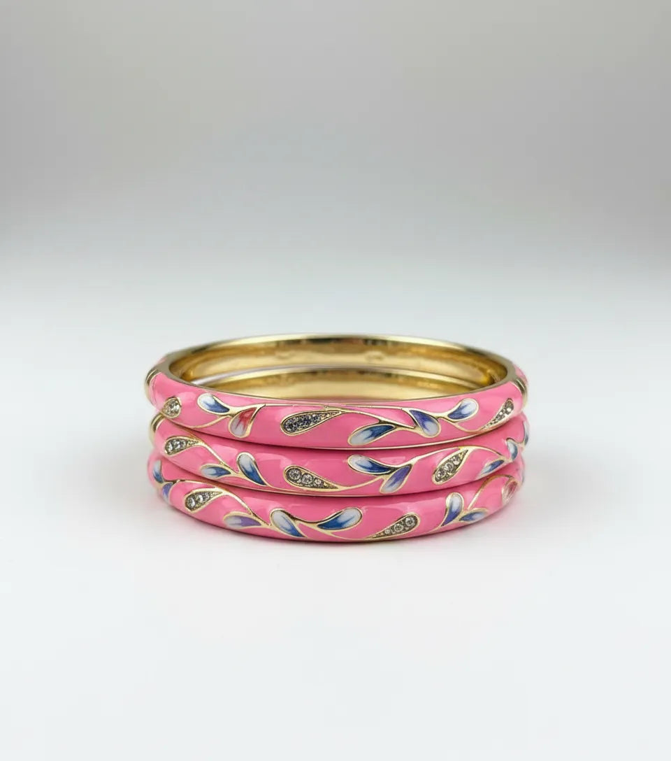 QUIET BLOOM | Enamel 18K Gold Floral Bangle