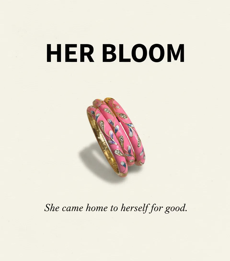 HER BLOOM | Pink Enamel Leaf Bangles
