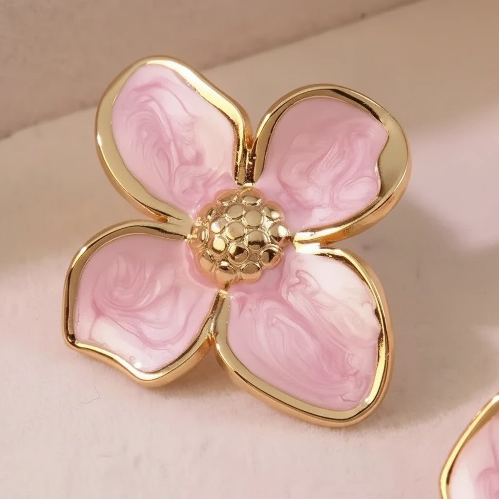 Pink Petal Earrings — Detail Zoom