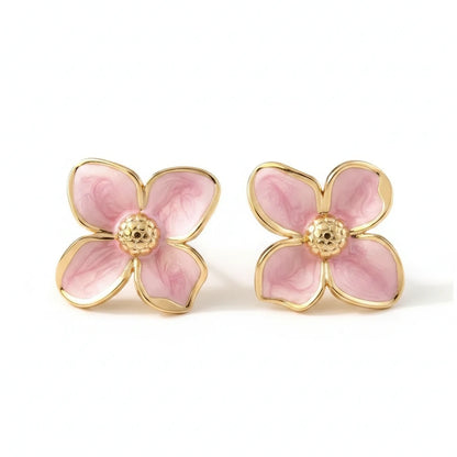 Pink Petal Earrings — Front Close-up