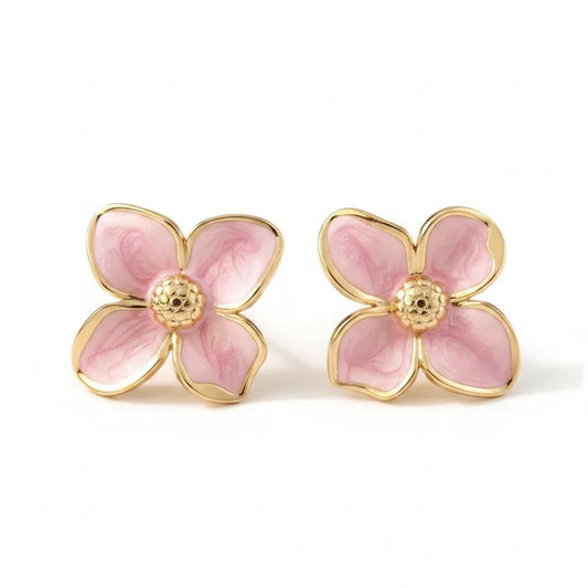Pink Petal Earrings — Front Close-up