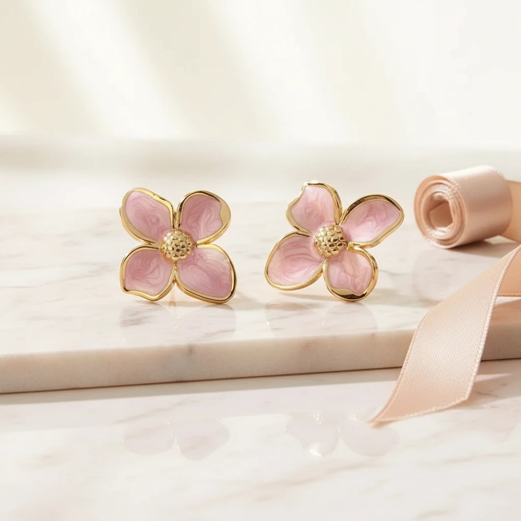 Pink Petal Earrings — Luxe Marble