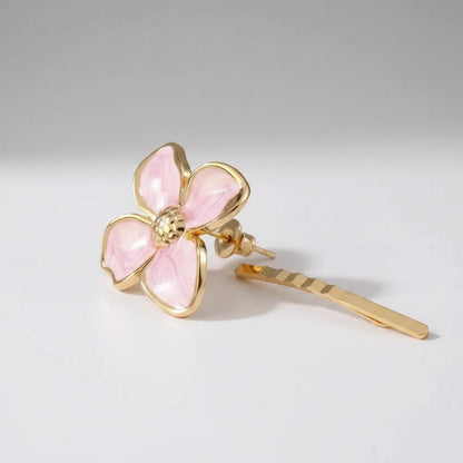 Pink Petal Earrings — Side Angle