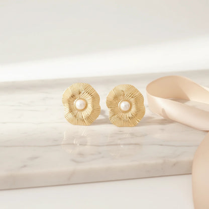 Rippled Pearl Studs — Luxe Marble